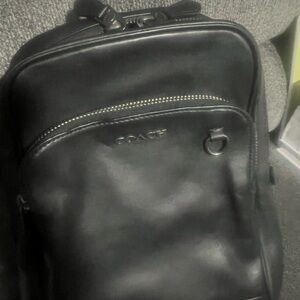 Coach Men's Black Leather Backpack